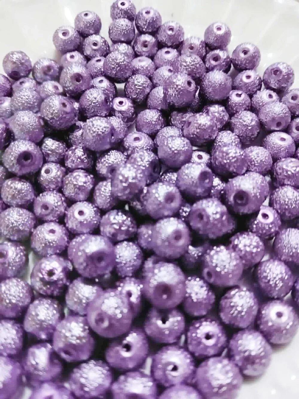 Bulk Lot of 8mm Lilac Rustic Glass Pearl Beads